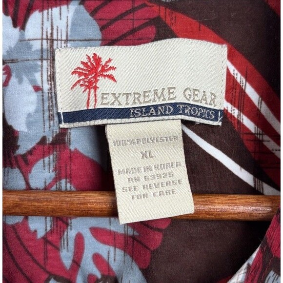 Extreme Gear Red/Black Men’s Floral Hawaiian Luau Short Sleeve Shirt Size XL - Picture 2 of 3